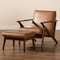 Baxton Studio Bianca Mid-Century Modern Wood and Tan Faux Leather 2-Piece Lounge chair and Ottoman Set 190-11392-11484-ZORO - alternate 4